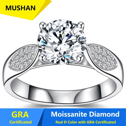 Bague MUSHAN Luxury Jewelry en argent sterling 925 pour femme, avec diamant moissanite émeraude de 2,2 ct certifié GRA, couleur D, bijou raffiné