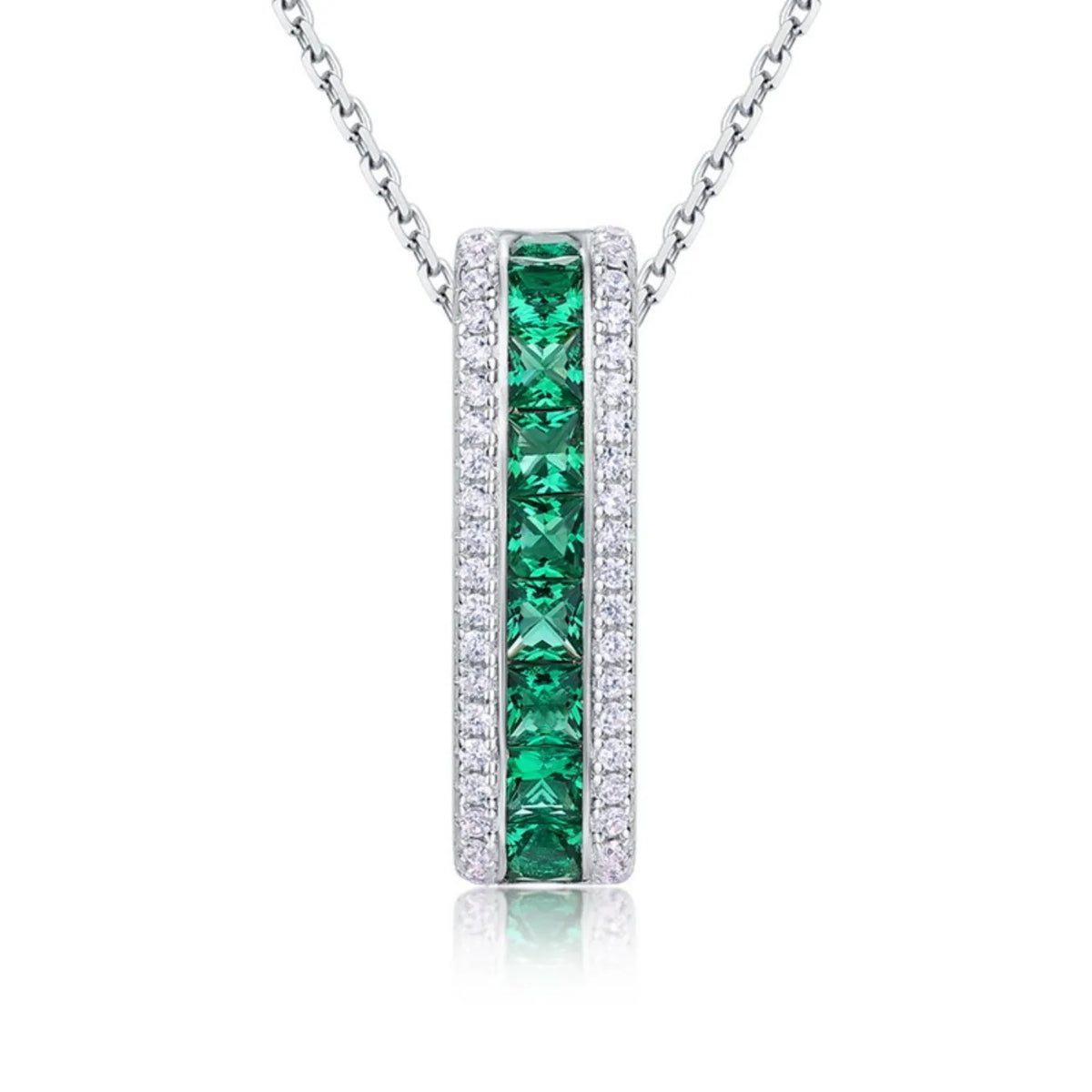 MUSHAN Luxury Jewelry 925 Sterling Silver Chain Pendant Necklace Lab Grown Emerald Ruby Gemstones Necklaces Pendants GRC Jewelry