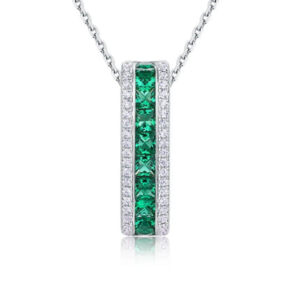 MUSHAN Luxury Jewelry 925 Sterling Silver Chain Pendant Necklace Lab Grown Emerald Ruby Gemstones Necklaces Pendants GRC Jewelry