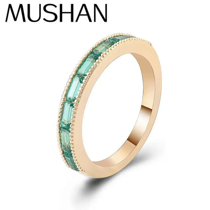 MUSHAN Bespoke Jewelry 10k 14k 18k Gold Ring with Lab Grown Emerald Wedding Engagement Ring Band for Women 18k Golden Jewelry