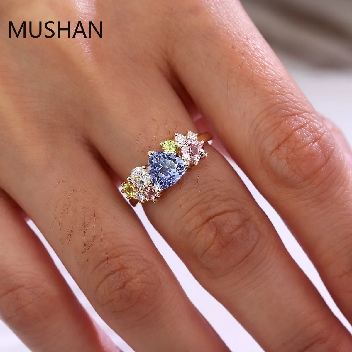 MUSHAN Luxury Custom 14K 18K Gold Rings Band Jewelry With Moissanite Diamond Lab Grown Gemstones Diamond Wedding Ring For Women