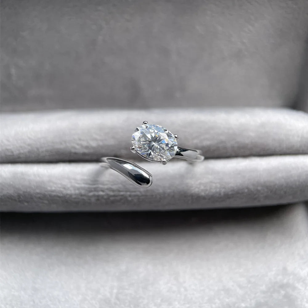 MuShan Luxury Jewelry 925 Sterling Silver Ring VVS Moissanite Stylish Ring for Bride 18K Real Gold Plated MST Patent Rings