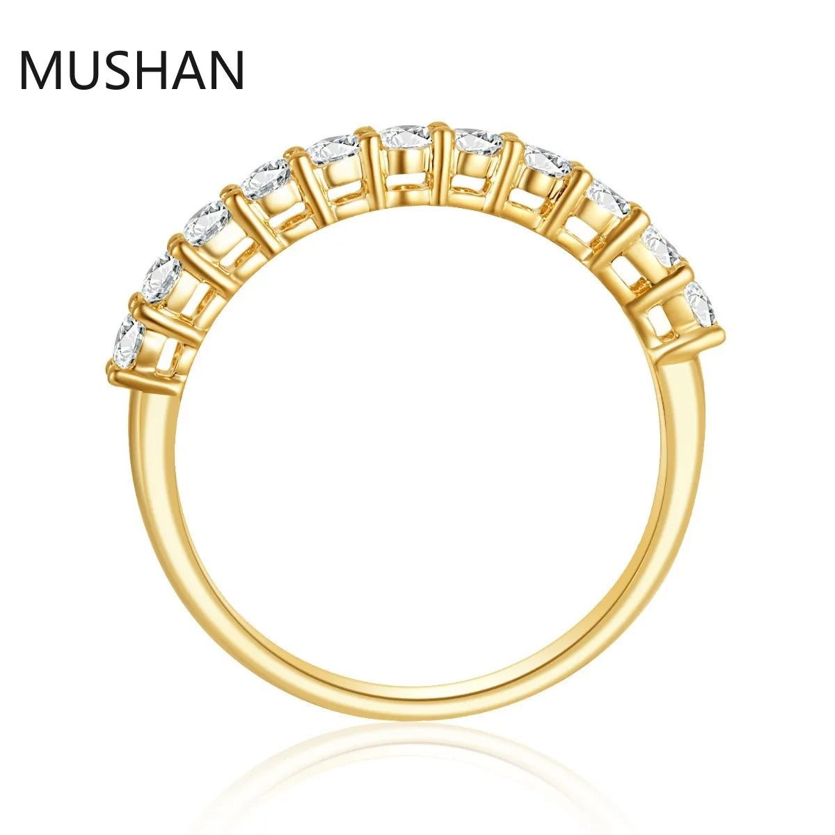 MUSHAN Luxury Custom 14K 18K Gold Rings Band Jewelry With Moissanite Diamond Lab Grown Gemstones Diamond Wedding Ring For Women