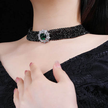 Collar de plata de ley 925 de la marca MuShan, con esmeralda creada en laboratorio de corte ovalado, regalo elegante para mujer, chapado en oro de 18 quilates, collar de aniversario