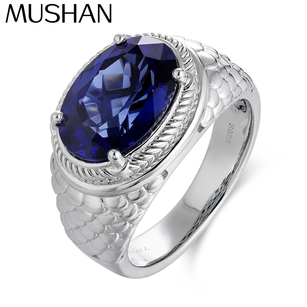 Bague MUSHAN en argent sterling 925 personnalisée pour femme, bague de fiançailles taille radiant avec émeraude rouge de laboratoire, plaquée or 18 carats, style vintage