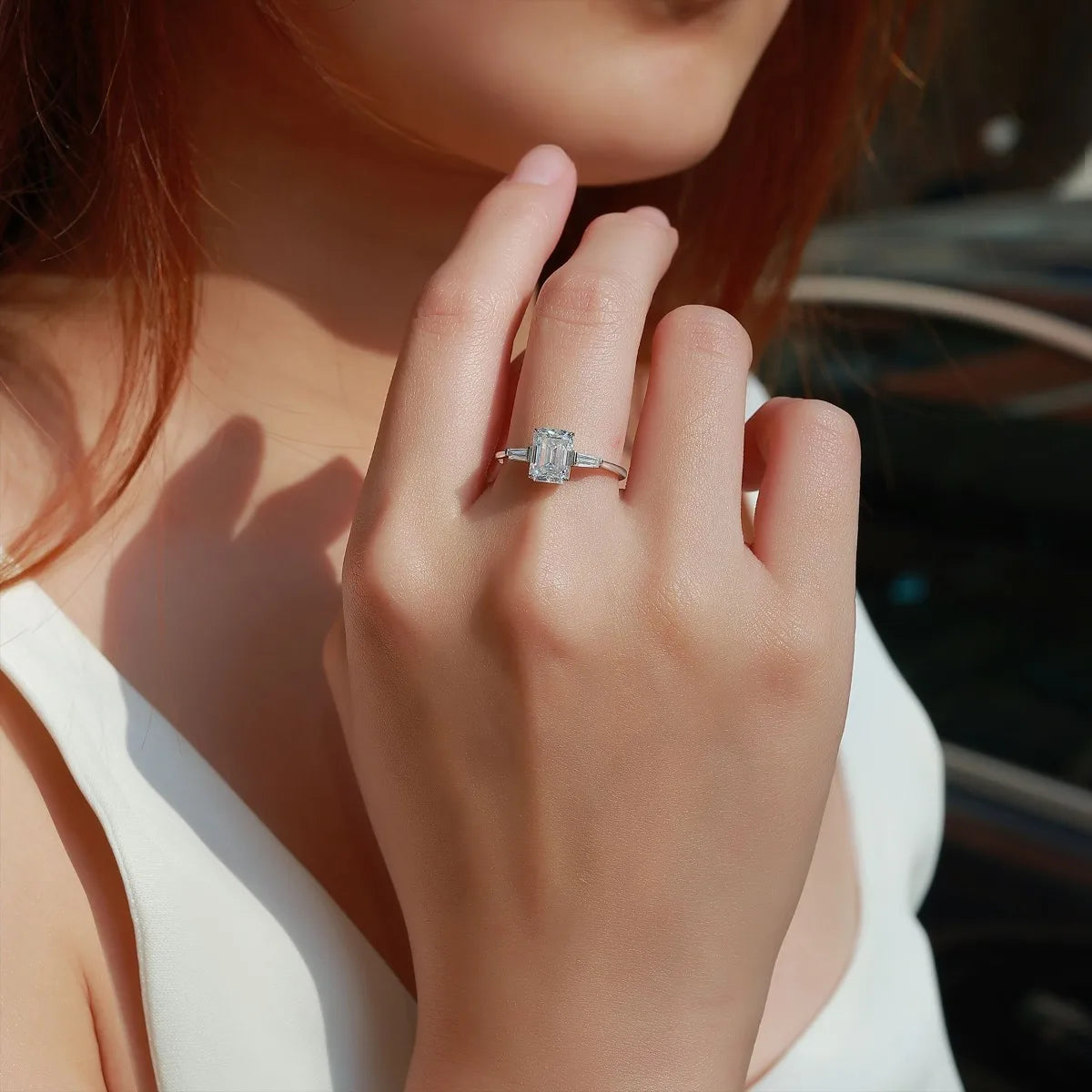 MUSHAN Luxury Jewelry 925 Sterling Silver Ring Band Women GRA Certificated Moissanite Diamond Emerald D Color Rings Fine Jewelry