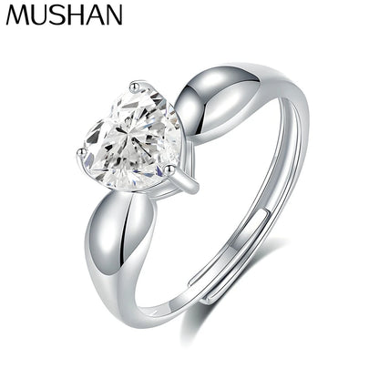 MuShan Jewelry 925 Sterling Silver Ring Wedding Band High Carbon Diamond Bridal Shower  Her Gift Women Rings Fine Jewelry