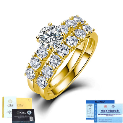Anillo de lujo MUSHAN de plata de ley 925 para mujer, con diamante de moissanita certificado por GRA, esmeralda, color D, joyería fina