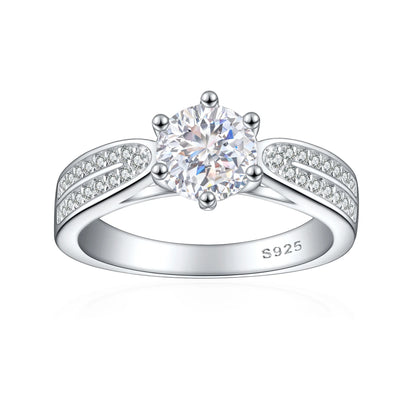 MuShan Jewelry 925 Sterling Silver Ring Wedding Band High Carbon Diamond Timeless Style Gift  Her Women Rings Fine Jewelry