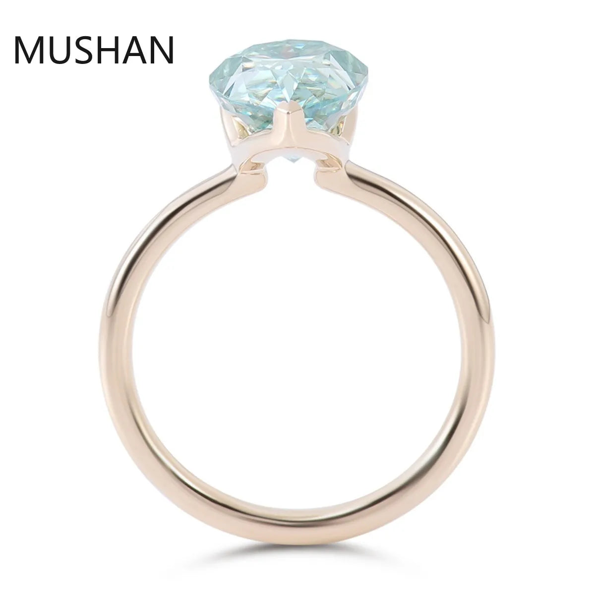 MUSHAN Luxury Custom PT950 Platinum 10k 14K 18K Gold Rings Band Jewelry Blue Green Pear Shaped Moissanite Diamond Ring For Women