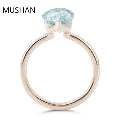 MUSHAN Luxury Custom PT950 Platinum 10k 14K 18K Gold Rings Band Jewelry Blue Green Pear Shaped Moissanite Diamond Ring For Women