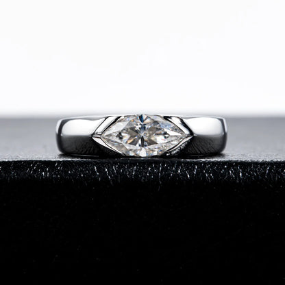 Anillo de plata de ley 925 de la marca MuShan, anillo minimalista con moissanita brillante para mujer, chapado en oro de 18 quilates, joyería con patente MST