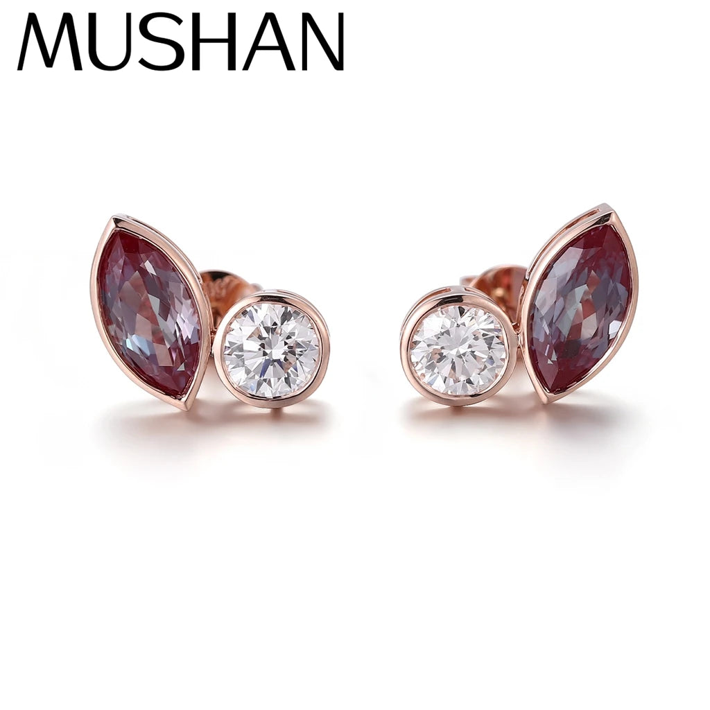 MUSHAN Custom Jewelry 10k 14k 18k Gold 925 Silver Stud Earrings Women 2ct Lab Grown Gemstones Earrings Ear Pin Moissanite Jewel