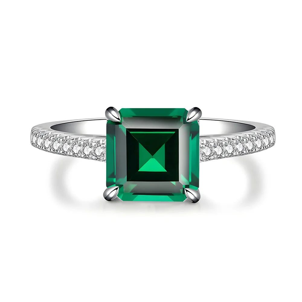 MuShan Jewelry 925 Sterling Silver Rings Band CMA Certificate HCD Gemstones Emerald Ruby Women Wedding Party Ring Fine Jewelry