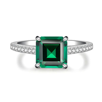 MuShan Jewelry 925 Sterling Silver Rings Band CMA Certificate HCD Gemstones Emerald Ruby Women Wedding Party Ring Fine Jewelry