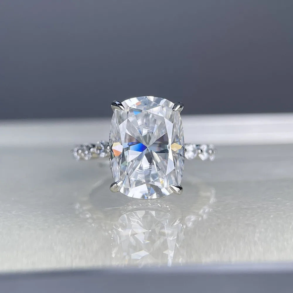 MUSHAN Luxury Jewelry 925 Sterling Silver Ring Band Women GRA Certificated Moissanite Diamond Emerald D Color Rings Fine Jewelry