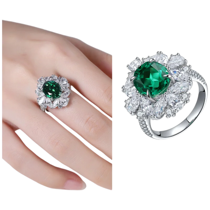 MUSHAN Custom Jewelry 925 Sterling Silver Ring Lab Blue Emerald Marquise Anniversary Ring for Women 18K Gold Plated Estate Ring