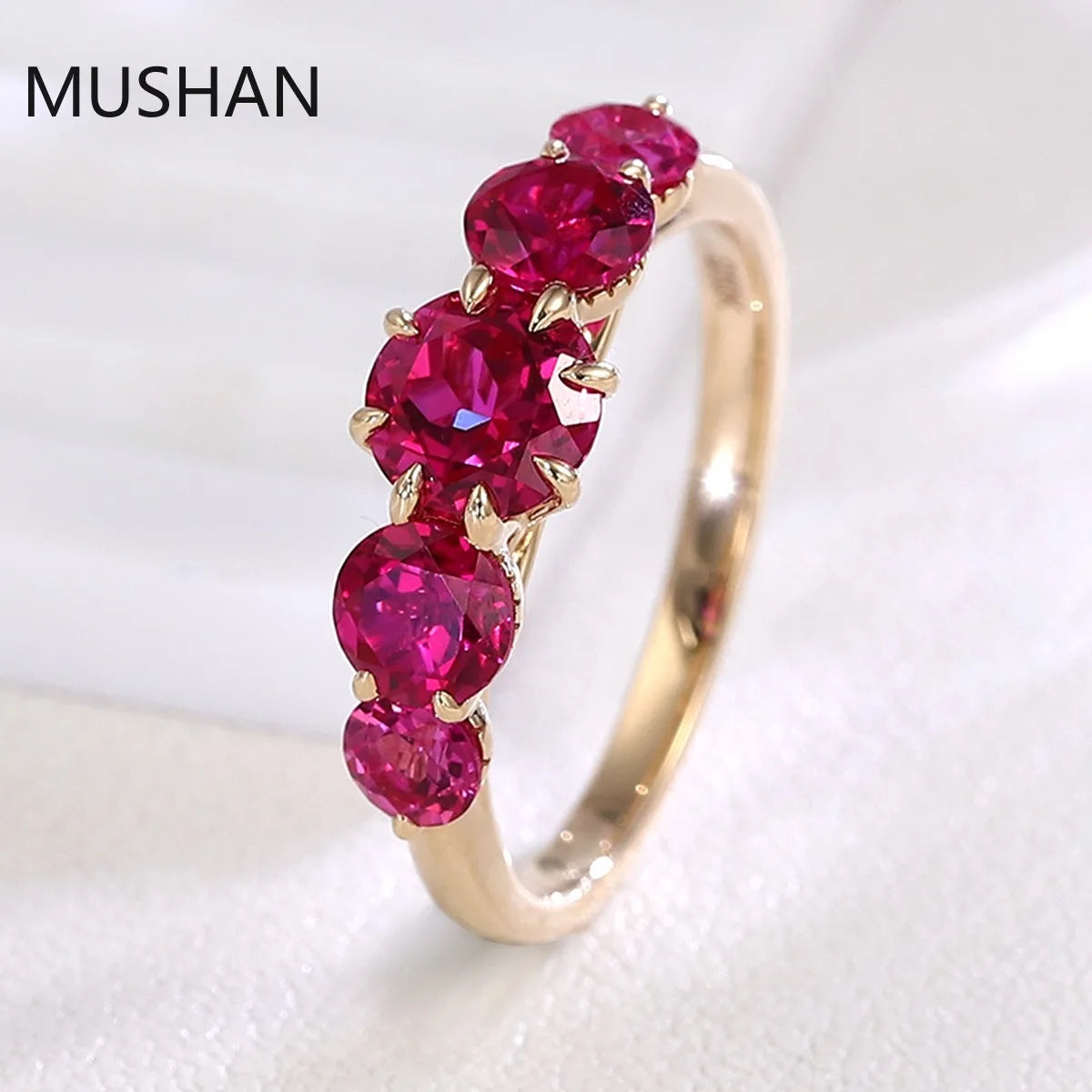 MUSHAN Luxury Custom 14K 18K Gold Rings Band Jewelry With Moissanite Diamond Lab Grown Gemstones Diamond Wedding Ring For Women