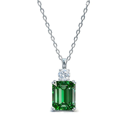 MuShan Jewelry 925 Sterling Silver Necklace Lab Grown Sapphire Round Party Wear for Women 18K Gold Plated Anniversary Necklace