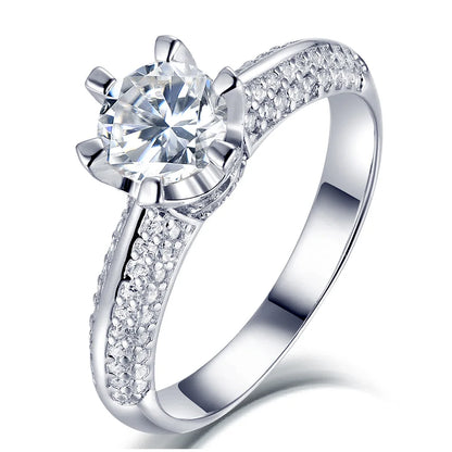 Anillo de joyería de lujo MuShan de plata de ley 925, anillo de moissanita para regalo de Navidad, baño de oro de 18K, anillos finos con patente MST