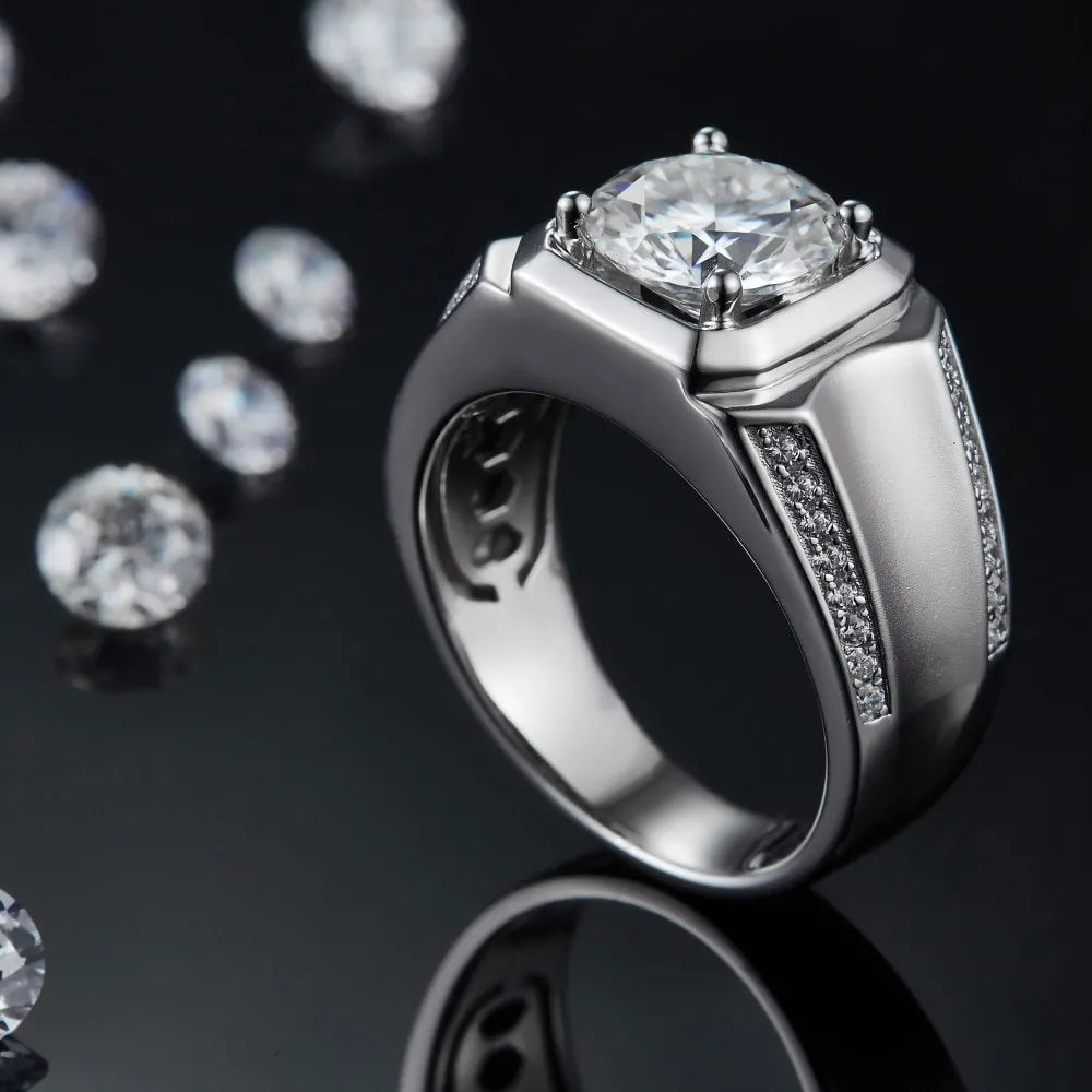 MuShan Designer Jewelry 925 Sterling Silver Ring VVS Moissanite Promise Ring for Partner 18K Gold Plated MST Patent Jewellery