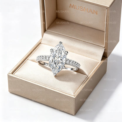 MuShan Designer Jewelry 925 Sterling Silver Ring VVS Moissanite Present Ring for Her 18K Gold Plated MST Patent Fine Jewellery