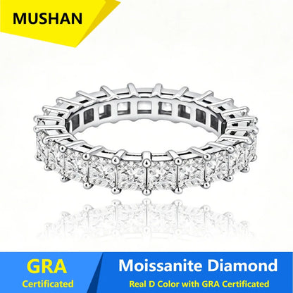 Bague MUSHAN Luxury Jewelry en argent sterling 925 pour femme, avec diamant moissanite émeraude couleur D, certifiée GRA, bijou de luxe.