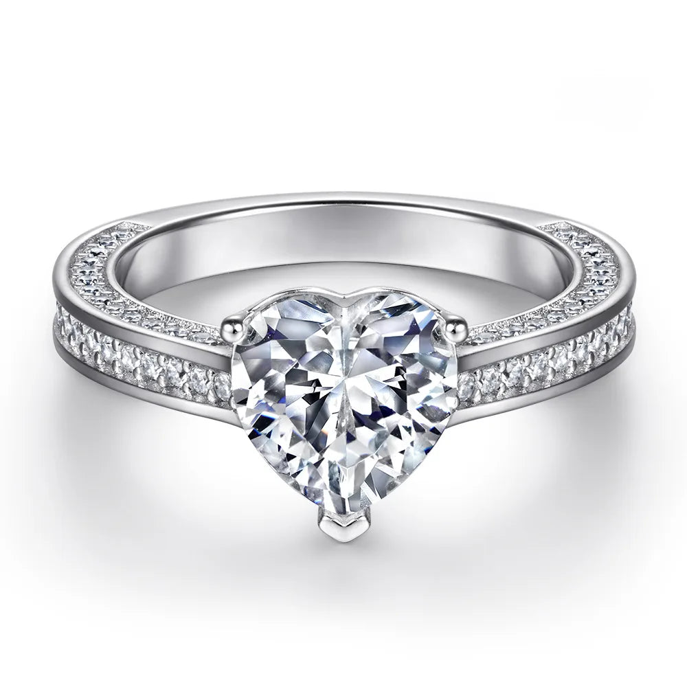 MuShan Jewelry 925 Sterling Silver Rings Bands Engagement Ring 7A Cubic Zirconia Rings Bands Dainty Anniversary  Women Gift