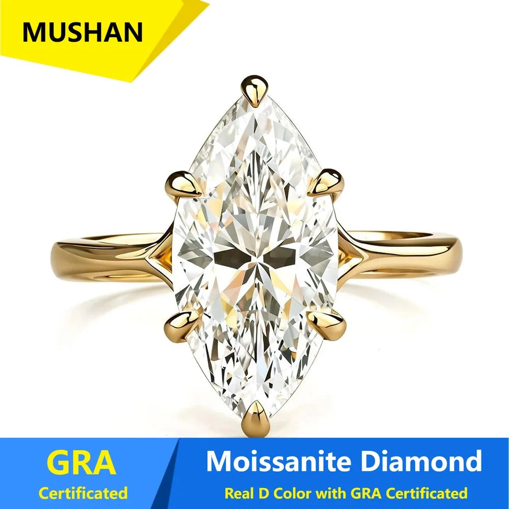 Anillo de mujer MUSHAN Luxury Jewelry de plata de ley 925, diamante de moissanita con certificado GRA, esmeralda, color D, joyería fina