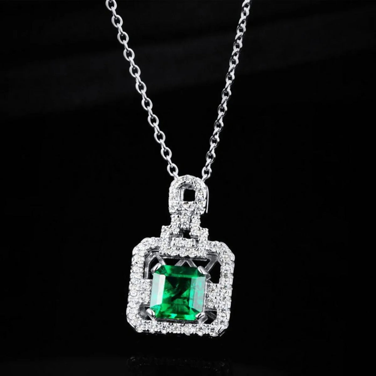 MUSHAN Luxury Jewelry 925 Sterling Silver Chain Pendant Necklace Lab Grown Emerald Ruby Gemstones Necklaces Pendants GRC Jewelry