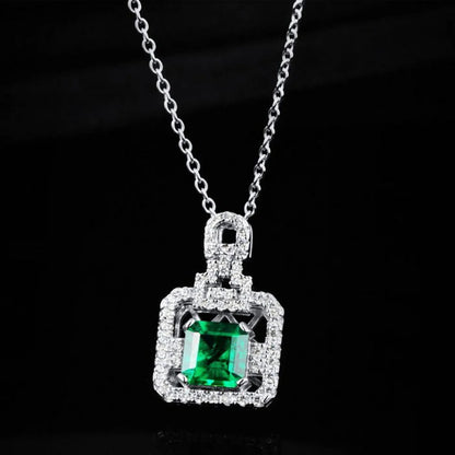MUSHAN Luxury Jewelry 925 Sterling Silver Chain Pendant Necklace Lab Grown Emerald Ruby Gemstones Necklaces Pendants GRC Jewelry