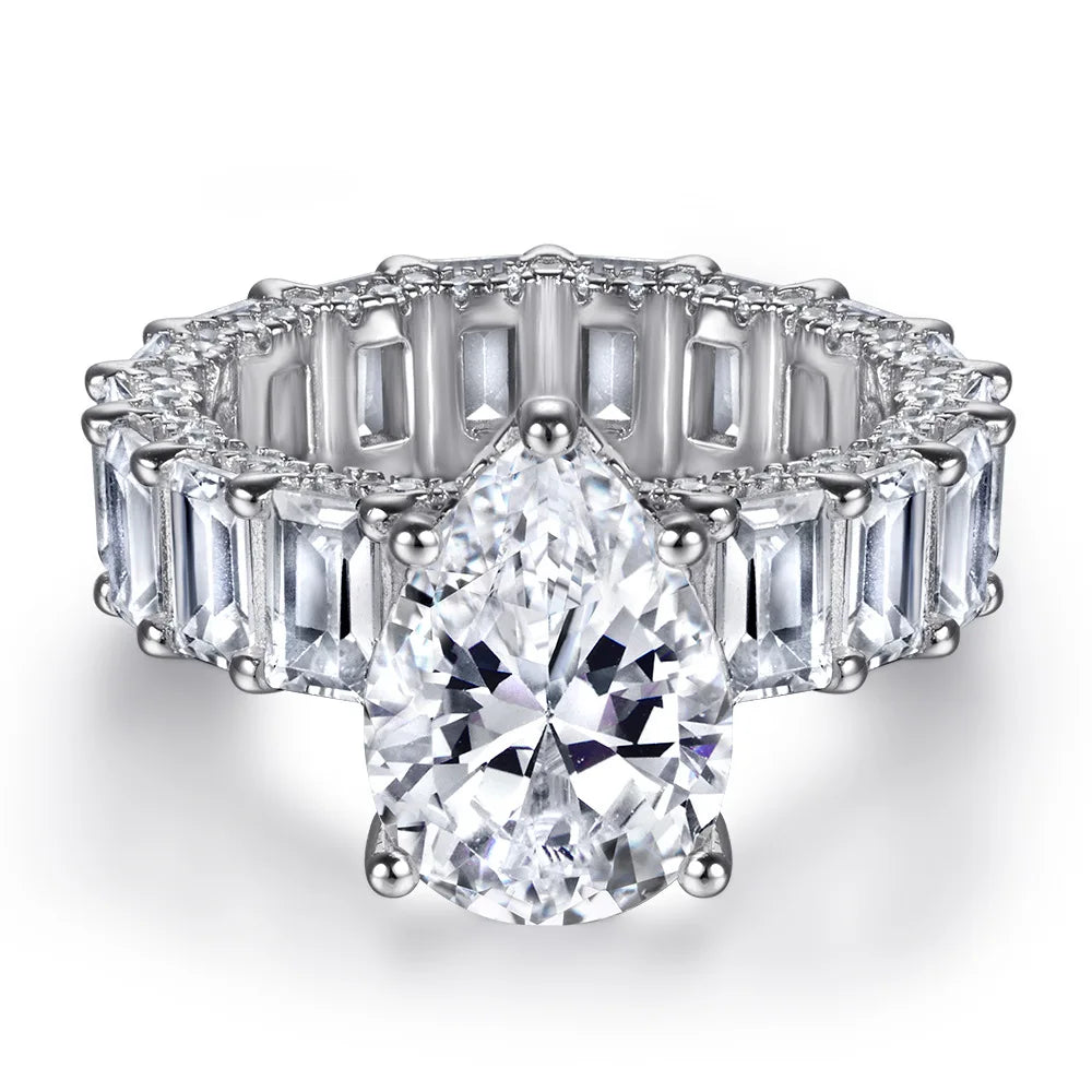 Bague de mariage MuShan Jewelry en argent sterling 925 avec diamant haute teneur en carbone, style élégant et intemporel, bijoux raffinés pour femmes