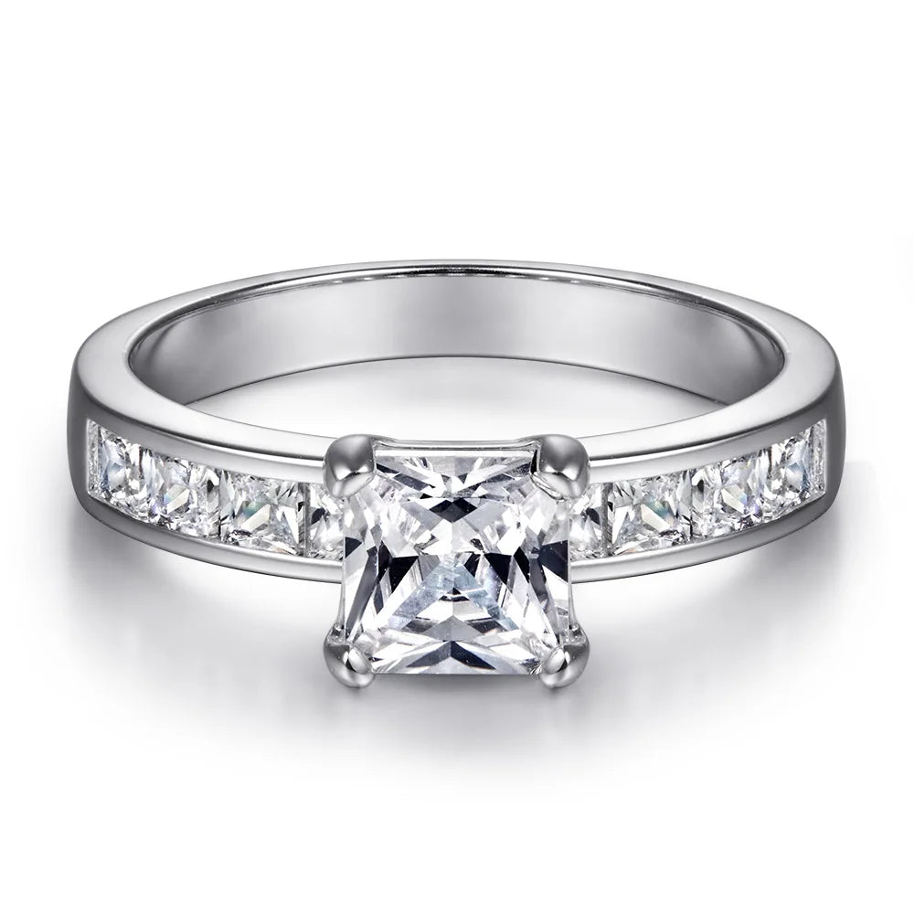 MuShan Jewelry 925 Sterling Silver Romantic Engagement Ring 7A Cubic Zirconia  Women Rings Bands Anniversary  Women Gift