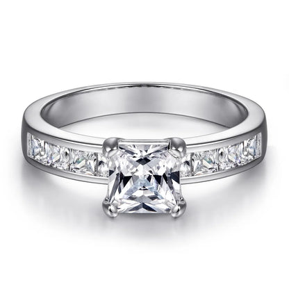 MuShan Jewelry 925 Sterling Silver Romantic Engagement Ring 7A Cubic Zirconia  Women Rings Bands Anniversary  Women Gift