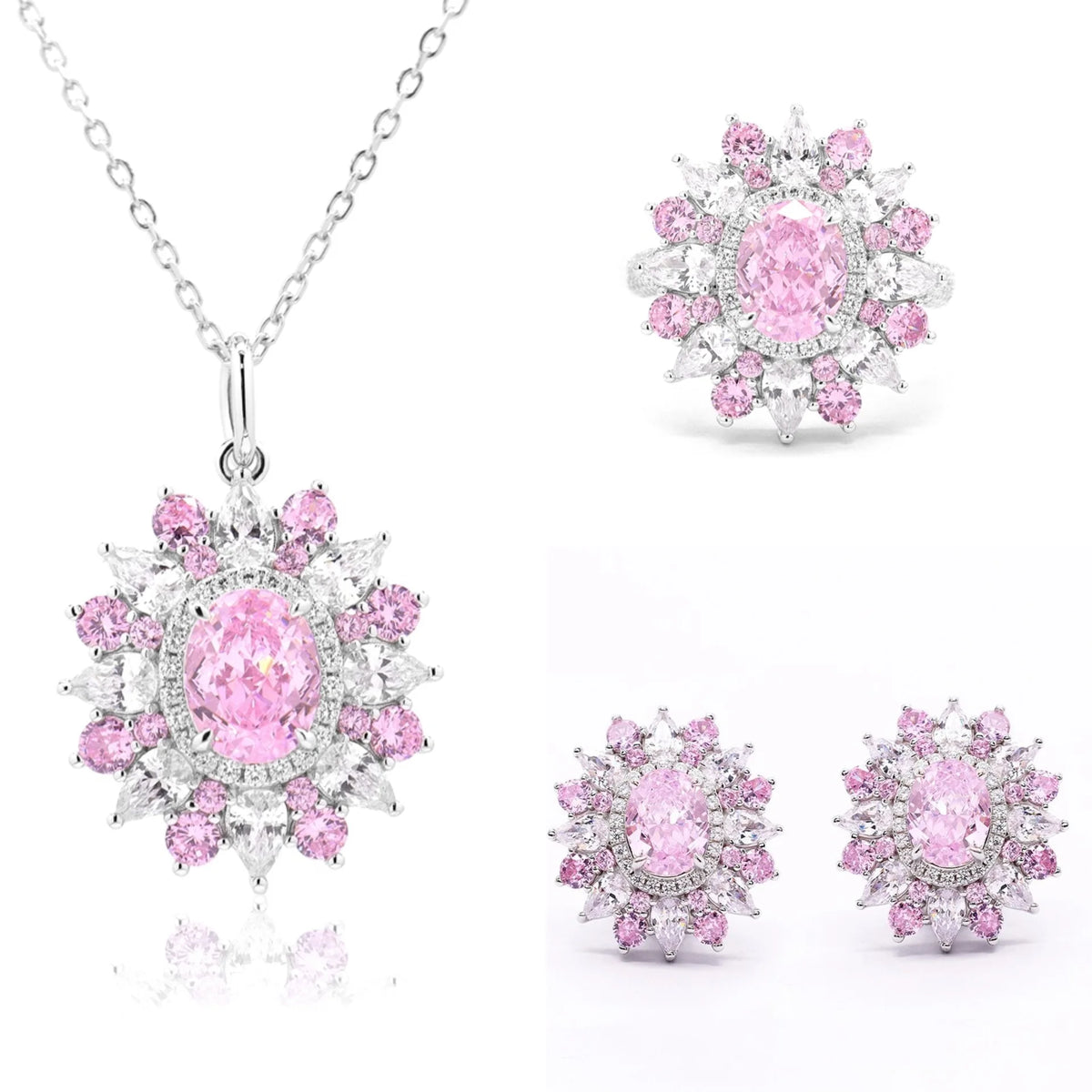 MuShan Jewelry 925 Sterling Silver Glamorous Necklaces 7A Cubic Zirconia Women Engagement Anniversary Her Set of clothes