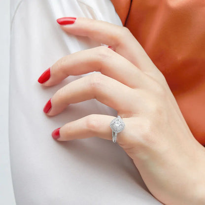 MuShan Jewelry 925 Sterling Silver Rings Bands Fashion Ring 7A Cubic Zirconia  Women Rings Bands Anniversary  Women Gift