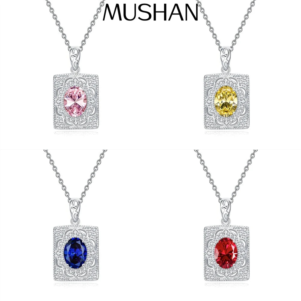 MuShan Jewelry 925 Sterling Silver Necklace Pendant Chain HCD Gemstones Birthday Gift Minimalist Style Women Necklaces Jewelry