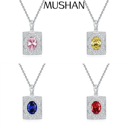 MuShan Jewelry 925 Sterling Silver Necklace Pendant Chain HCD Gemstones Birthday Gift Minimalist Style Women Necklaces Jewelry