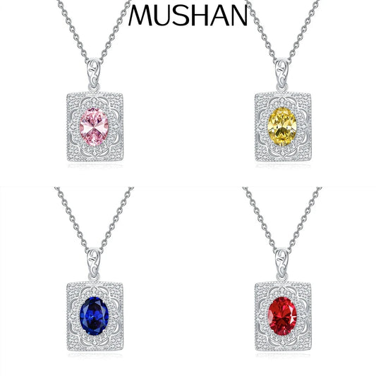 MuShan Jewelry 925 Sterling Silver Necklace Pendant Chain HCD Gemstones Birthday Gift Minimalist Style Women Necklaces Jewelry