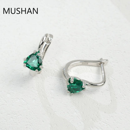 MUSHAN Luxury Jewelry S 925 Sterling Silver Stud Earrings Women GRC Certificated Lab Grown Emerald Earrings Stud Ear Pin Jewelry