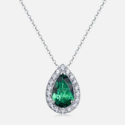 MUSHAN Luxury Jewelry 925 Sterling Silver Chain Pendant Necklace Lab Grown Emerald Ruby Gemstones Necklaces Pendants GRC Jewelry