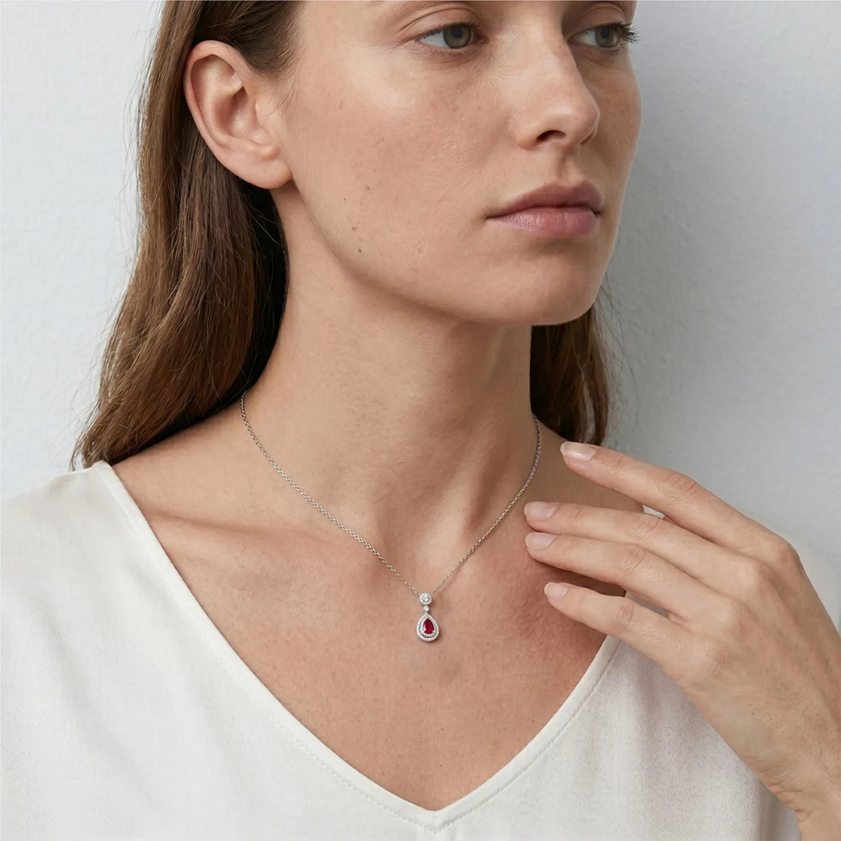MUSHAN Luxury Jewelry 925 Sterling Silver Chain Pendant Necklace Lab Grown Emerald Ruby Gemstones Necklaces Pendants GRC Jewelry