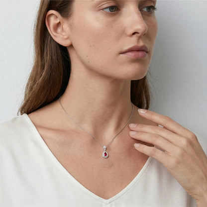 MUSHAN Luxury Jewelry 925 Sterling Silver Chain Pendant Necklace Lab Grown Emerald Ruby Gemstones Necklaces Pendants GRC Jewelry