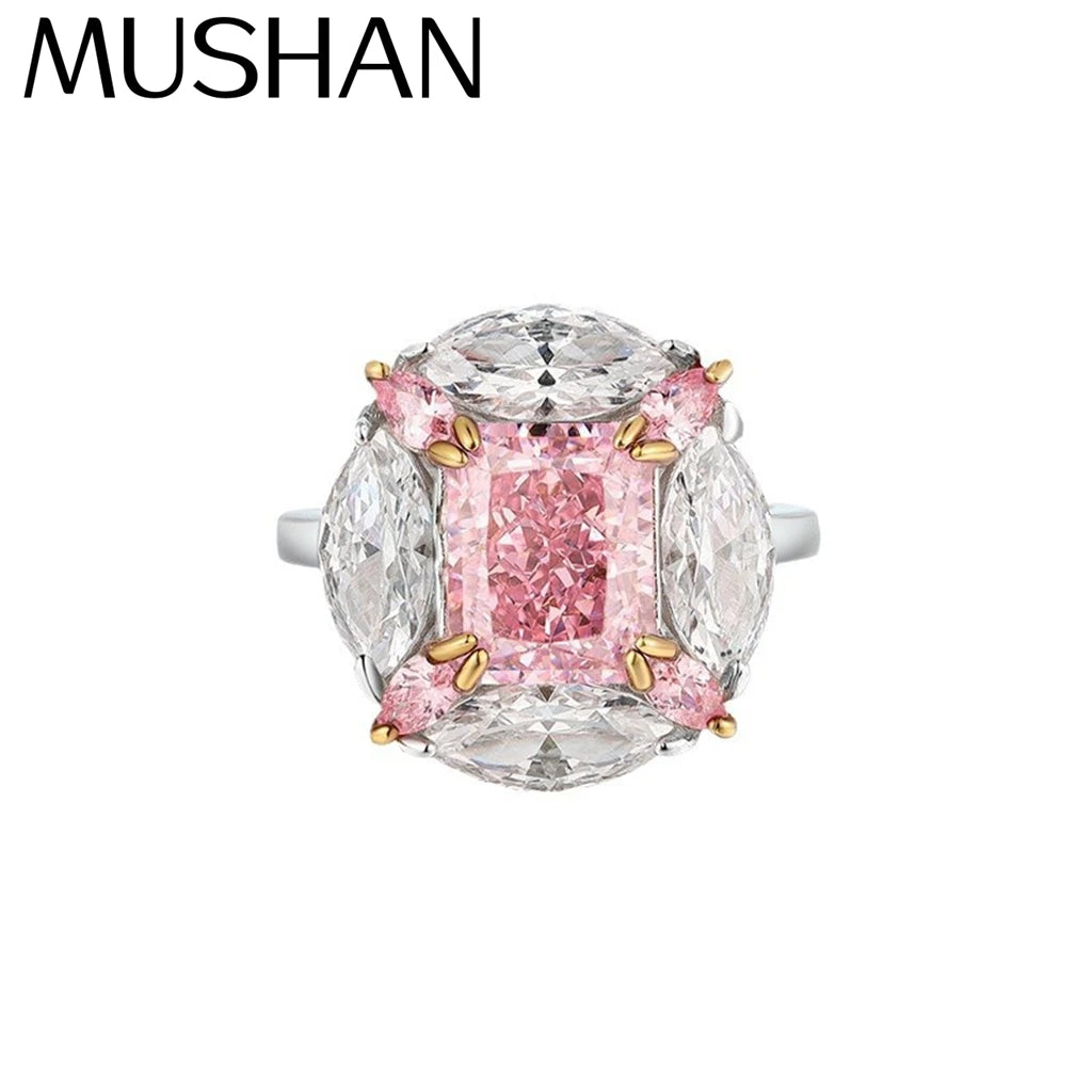 MuShan Jewelry 925 Sterling Silver Ring 5A CZ Gemstones Luxury HCD Diamond Engagement 925 Sterling Silver Ring Accessories
