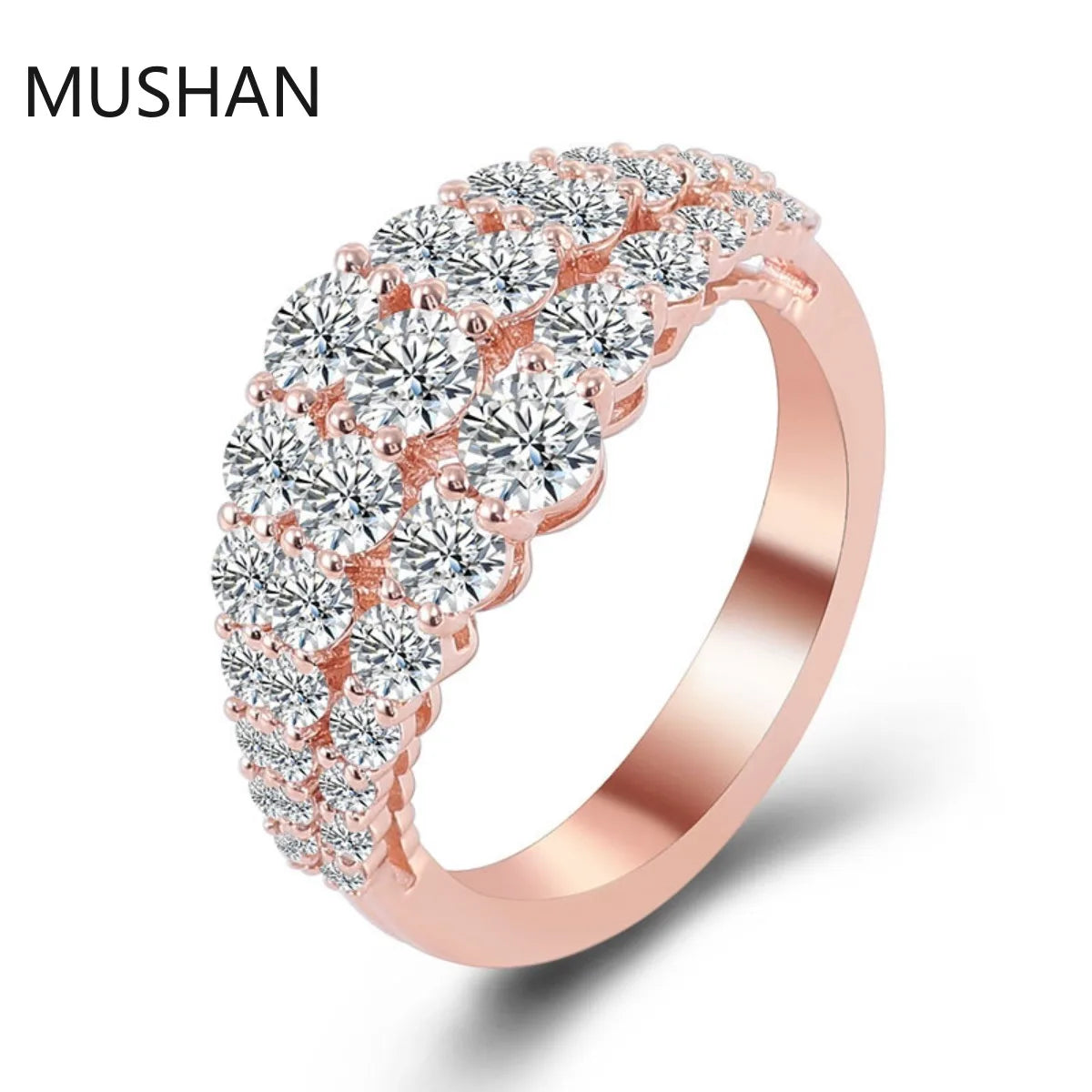 MUSHAN Luxury Custom 14K 18K Gold Rings Band Jewelry With Moissanite Diamond Lab Grown Gemstones Diamond Wedding Ring For Women