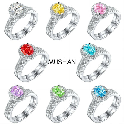 Bague MuShan Brand Jewelry en argent sterling 925, zircon de grade 7A, taille Asscher, idéale pour elle, plaqué or 18 carats, bijoux fins