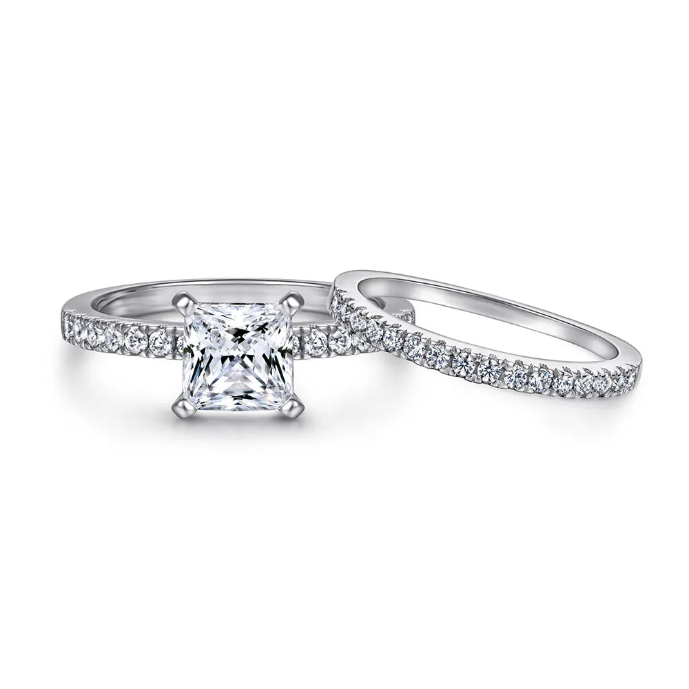 MuShan Brand Jewelry 925 Sterling Silver Ring Zircon 5A Grade Asscher Wedding for Her Real Gold Plated Fine Jewelry Rings