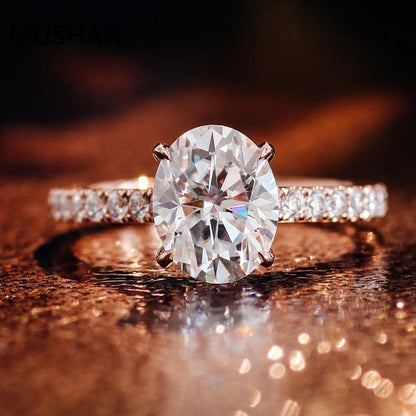 MUSHAN Luxury Custom 14K 18K Gold Rings Band Jewelry With Moissanite Diamond Lab Grown Gemstones Diamond Wedding Ring For Women