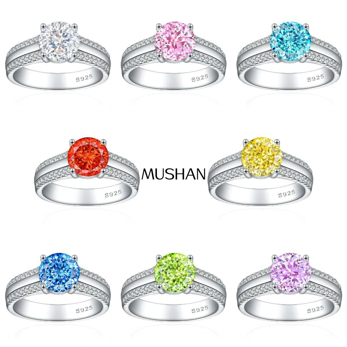 MuShan Jewelry 925 Sterling Silver Ring Wedding Band High Carbon Diamond Party Cocktail  Her Gift Women Rings Fine Jewelry