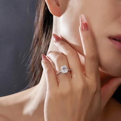 MUSHAN Luxury Jewelry 925 Sterling Silver Ring Band Women GRA Certificated Moissanite Diamond Emerald D Color Rings Fine Jewelry